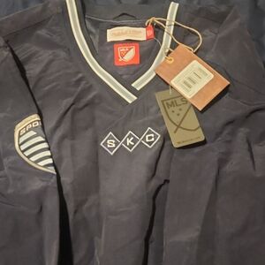 Mitchell & Ness Navy Sporting KC V-Neck Pullover